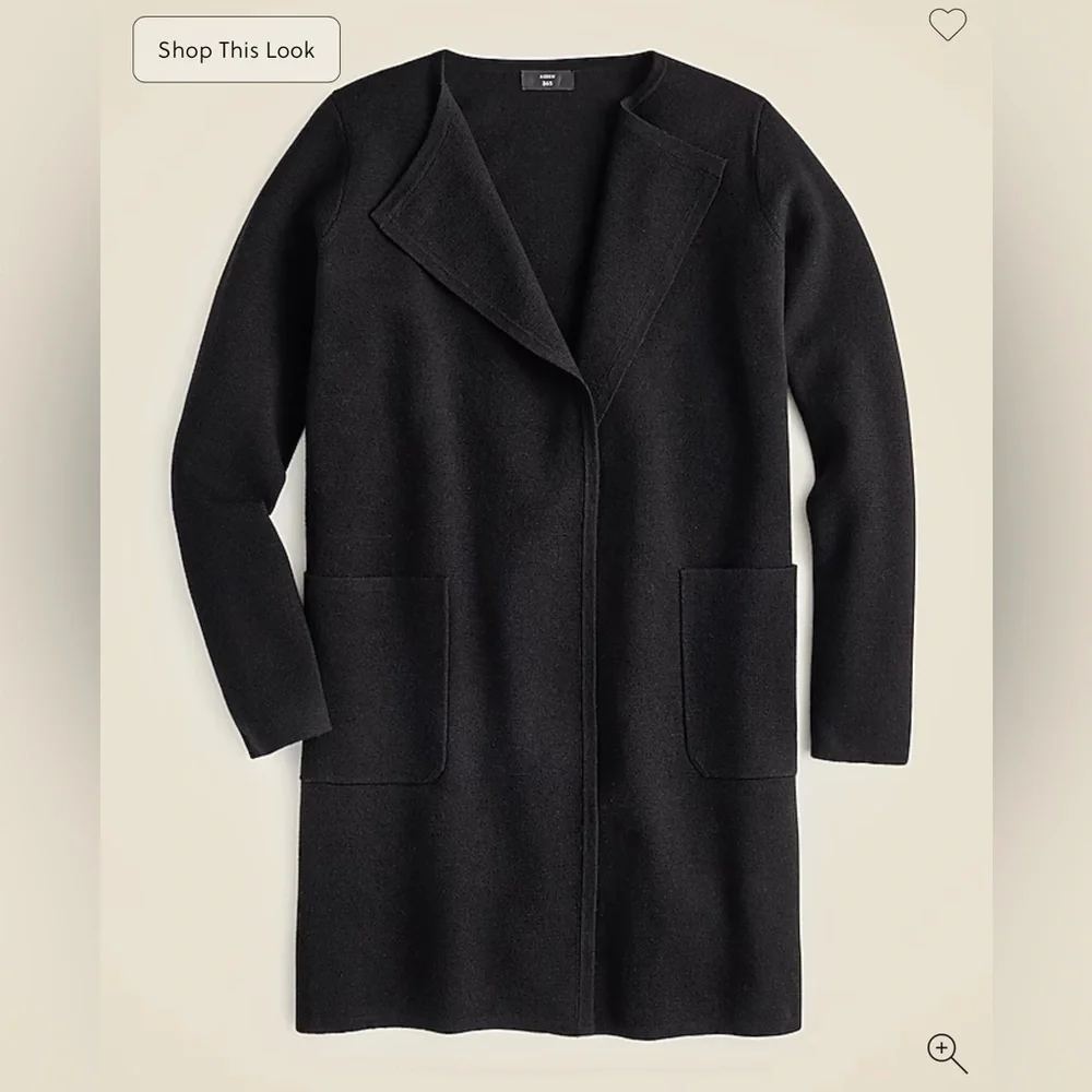 J.Crew Juliette collarless‎ sweater-blazer Sz S Black